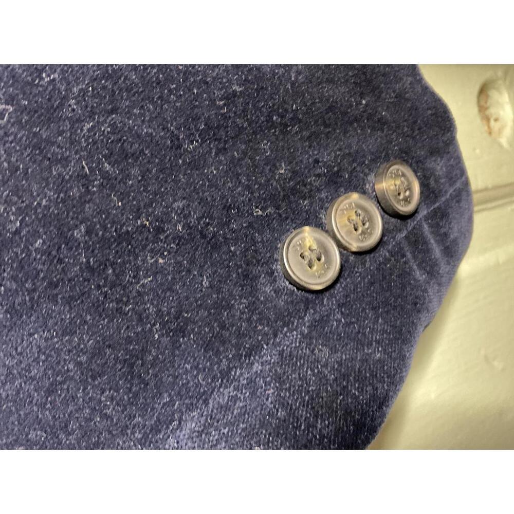 EnC Korean  Navy Blue Velour Blazer with Ribbon and faux leather detail Size S - Picture 12 of 14